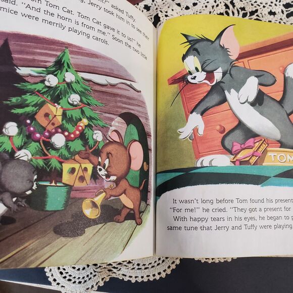 Vintage 1954 LGB Little Golden Book Tom and Jerry Christmas Book Childrens - Picture 8 of 8